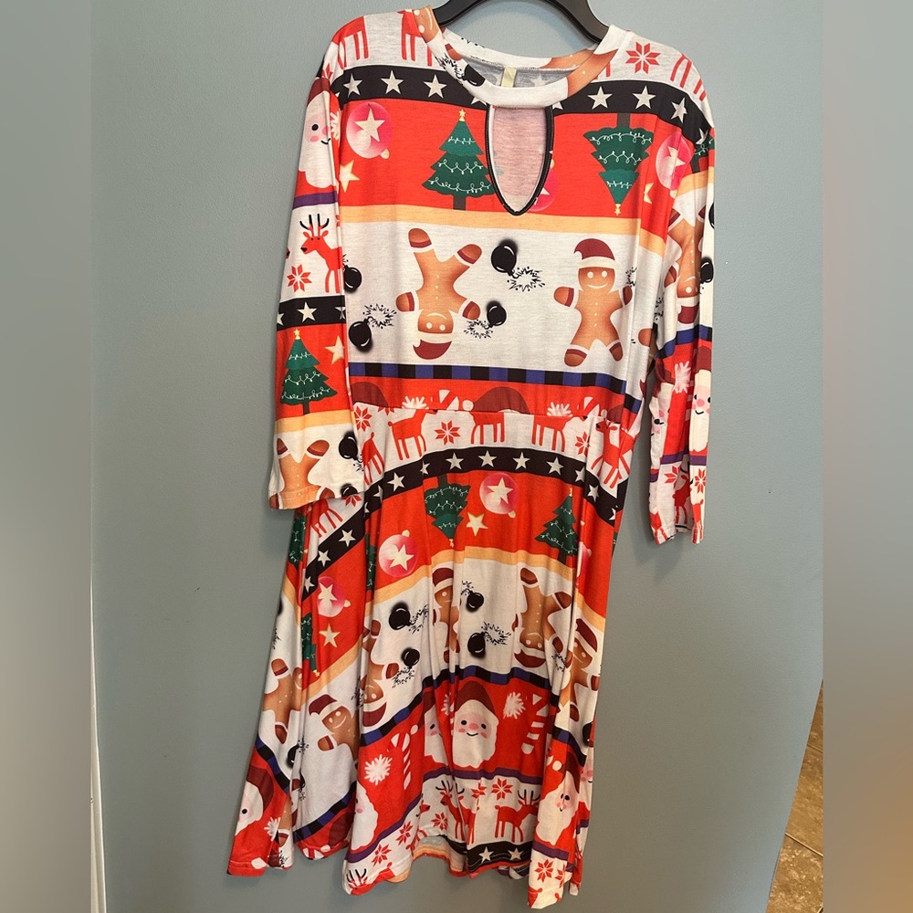Festive Holiday Print Dress